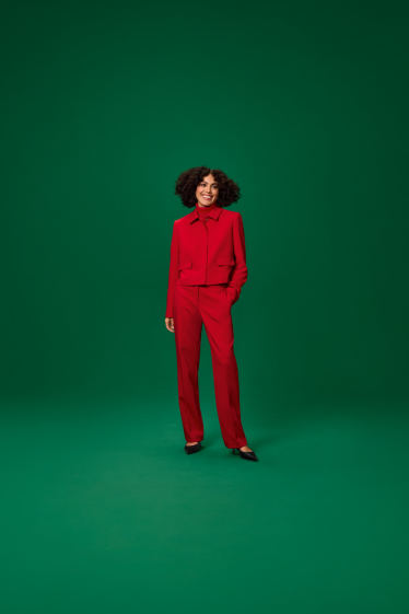 Dona - Blazer crop - entallat - vermell