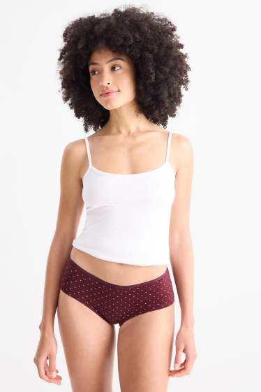 Dames - Set van 4 - hipster - donkerrood