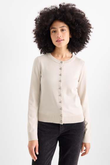 Dames - Gebreid vest - licht beige