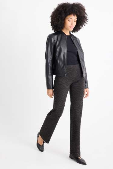 Damen - Straight-Leggings - gemustert - schwarz