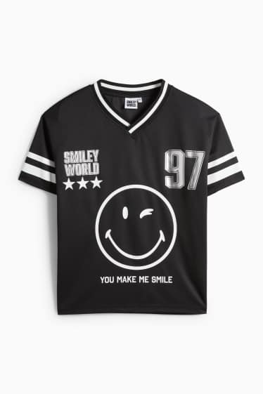 Kinder Mädchen - SmileyWorld® - Kurzarmshirt - Glanz-Effekt - schwarz