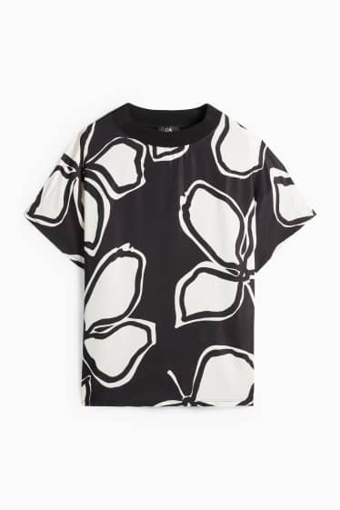 Femei - Tricou - relaxed fit - cu flori - negru / nej
