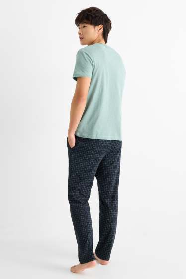 Herren - Pyjama - grün / dunkelblau