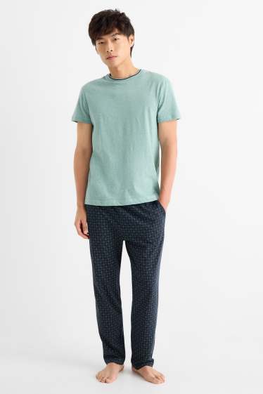 Herren - Pyjama - grün / dunkelblau