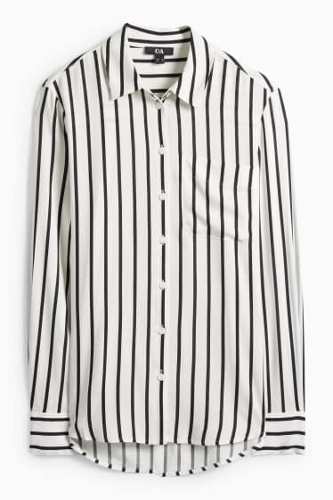 Damen - Bluse - gestreift - weiss / schwarz