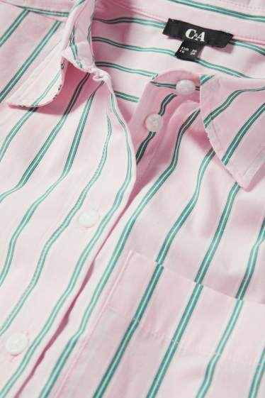 Damen - Bluse - gestreift - grün / rosa