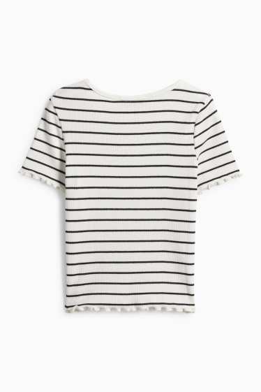 Copii - Fete - Cireașă - tricou cu mânecă scurtă - reiat - cu dungi - alb