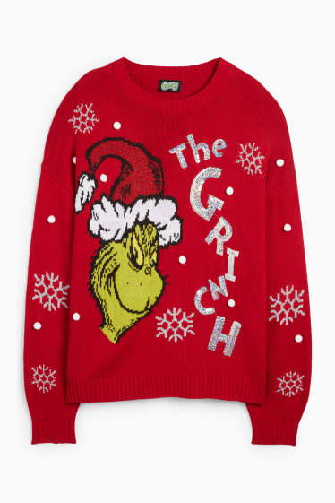 Damen - Der Grinch - Weihnachtspullover - rot