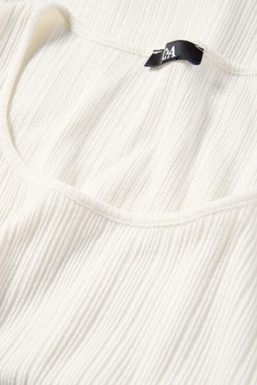 Damen - T-Shirt - Regular Fit - gerippt - weiss