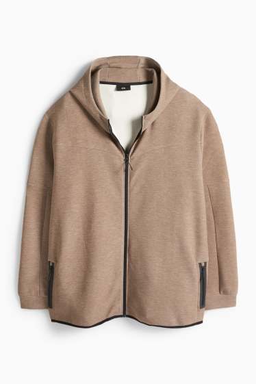 Heren - Sweatvest met capuchon - bruin