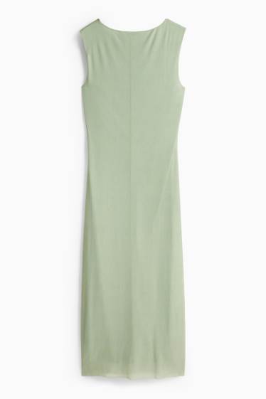 Damen - Mesh-Kleid - geblümt - hellgrün