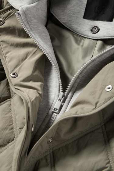 Damen - Steppjacke mit Kapuze - grün