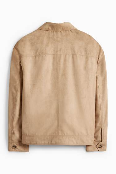 Pánské - Bunda - imitace semiše - světle hnědá
