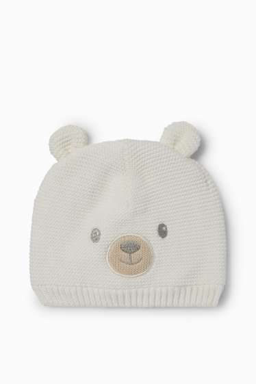Baby Boys - Teddy bear - baby hat - white