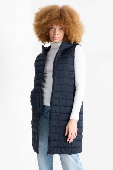 Femmes - Doudoune sans manches à capuche - bleu foncé