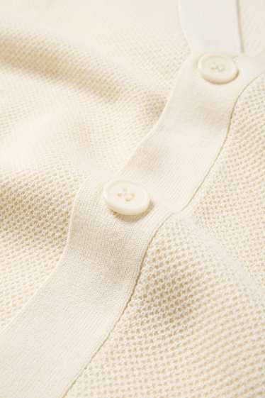 Bărbați - Cardigan tricotat - structurat - bej deschis