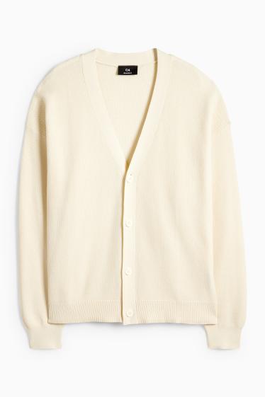 Bărbați - Cardigan tricotat - structurat - bej deschis