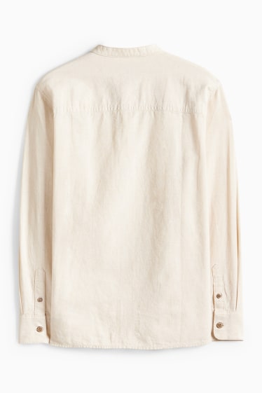 Kinder Buben - Hemd mit Leinen-Anteil - hellbeige