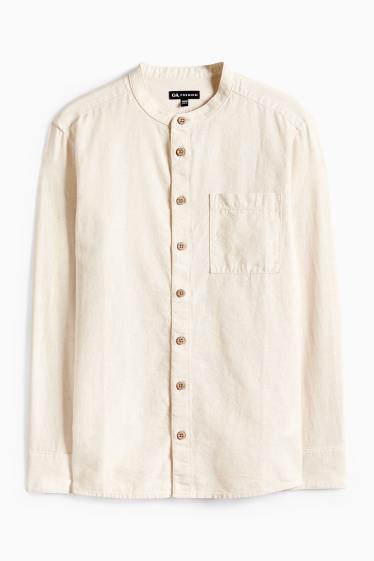 Kinder Buben - Hemd mit Leinen-Anteil - hellbeige