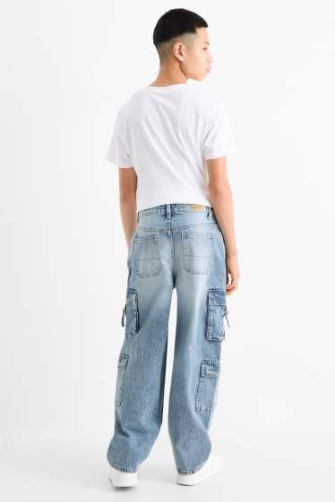 Děti - dívky - Cargo džíny - džíny - světle modré