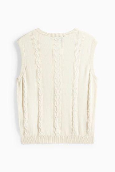 Bărbați - Vestă pulover - cu torsade - bej deschis