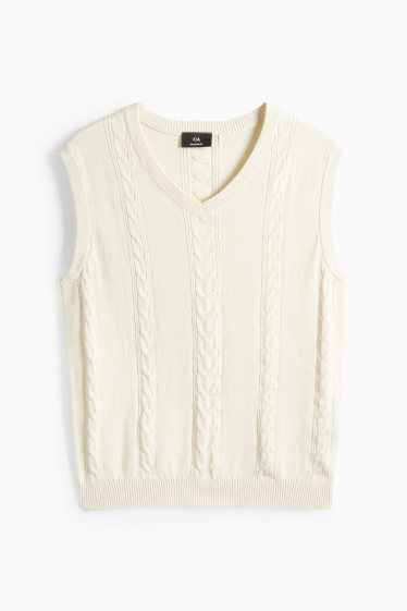 Bărbați - Vestă pulover - cu torsade - bej deschis