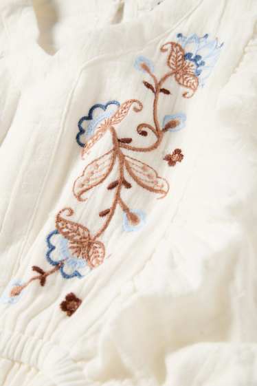 Bambine - Fiore - vestito di mussola - bianco crema