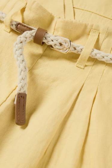 Copii - Fete - Pantaloni din in cu curea - galben