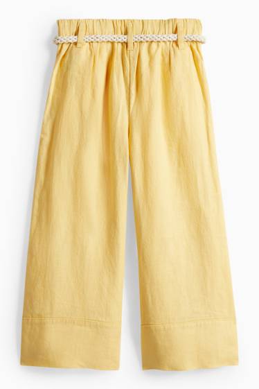 Copii - Fete - Pantaloni din in cu curea - galben