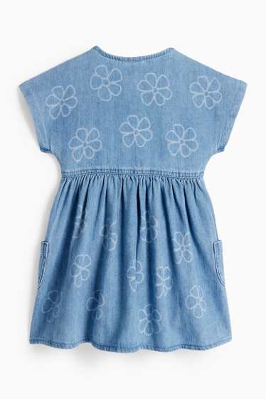 Děti - dívky - Květiny - džínové šaty - džíny - světle modré