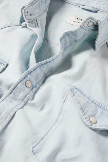 Men - Denim shirt - regular fit - kent collar - denim-light blue