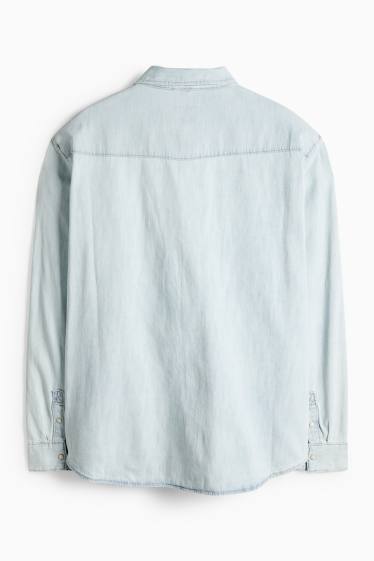 Men - Denim shirt - regular fit - kent collar - denim-light blue