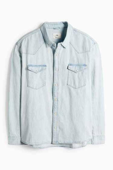 Men - Denim shirt - regular fit - kent collar - denim-light blue