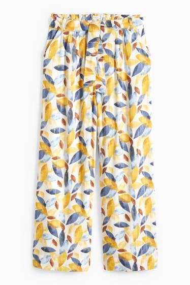 Bambine - Pantaloni di stoffa - effetto brillante - fantasia - giallo