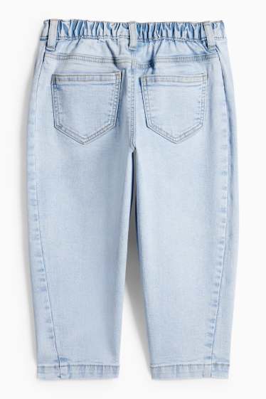 Enfants filles - Papillon - barrel jean - effet brillant - jean bleu clair