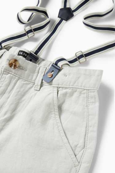 Děti - chlapci - Bermudy se šlemi a lněným podílem - mátově zelená