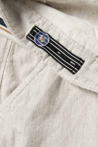 Kinder Buben - Bermudas mit Hosenträgern und Leinen-Anteil - hellbeige