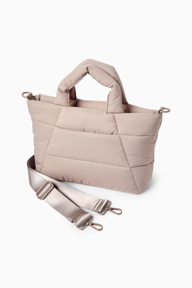 Damen - Großer Stepp-Shopper mit abnehmbarem Taschengurt - beige