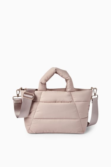 Damen - Großer Stepp-Shopper mit abnehmbarem Taschengurt - beige