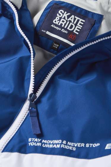 Nen - Jaqueta amb caputxa - repel·lent a l’aigua - blau fosc / blanc