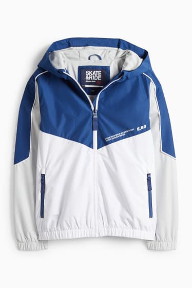 Nen - Jaqueta amb caputxa - repel·lent a l’aigua - blau fosc / blanc
