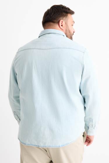 Men - Denim shirt - regular fit - kent collar - denim-light blue