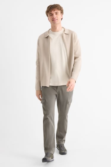 Bărbați - Pantaloni cargo - tapered fit - structurați - gri închis