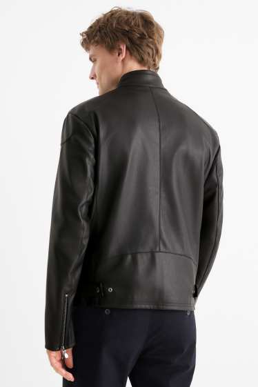 Heren - Bikerjack - imitatieleer - zwart