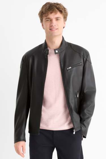 Heren - Bikerjack - imitatieleer - zwart