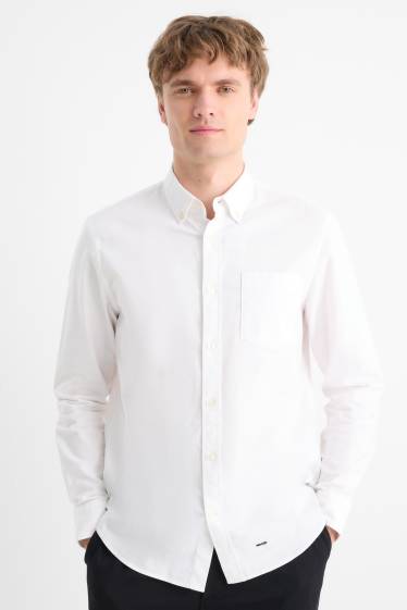 Hommes - Chemise - regular fit - col button-down - blanc crème