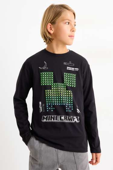 Children Boys - Minecraft - long sleeve top - black