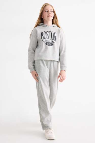 Nena - Boston - conjunt - dessuadora amb caputxa i pantalons de xandall - 2 peces - gris clar jaspiat