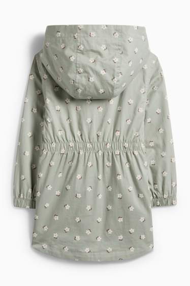 Copii - Fete - Floare - parka cu glugă - verde mentă