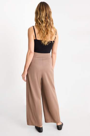 Damen - Jersey-Hose - High Waist - Barrel Leg - hellbraun